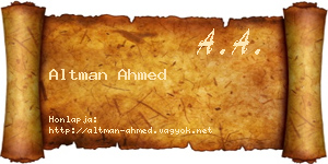 Altman Ahmed névjegykártya